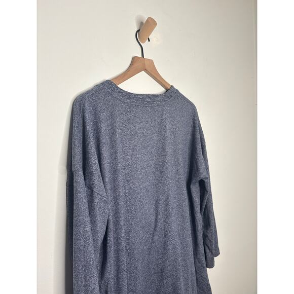 Cuddl Duds Soft Cardigan Sweater Petite Large Heather Navy Blue Loungewear Top - Picture 8 of 9